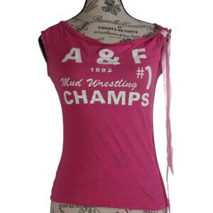 Abercrombie & Fitch Vintage Pink Baby Tee Y2K Mud Wrestling Champs #1